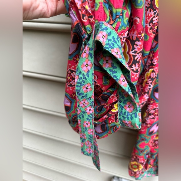 Anthropologie Floral Geometric Jogger Lounge Boho Harem Pants Pink Large - Picture 3 of 5